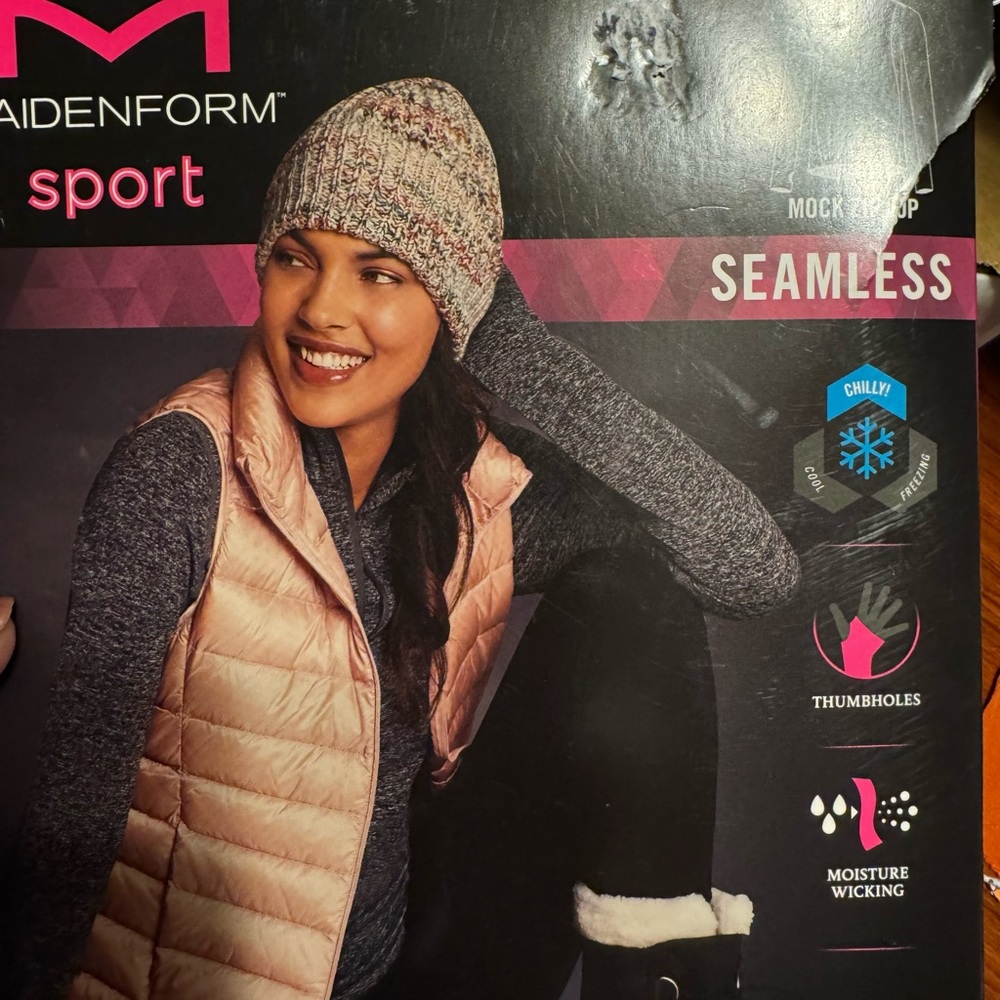 NWT Maidenform Sport Seamless Mock Top - Pink XLARGE #2 - Picture 2 of 8